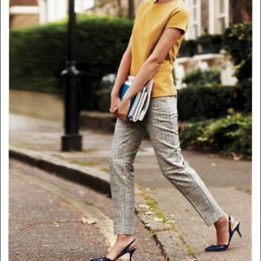 Boden Bistro Blue and Metallic Gold Crop
